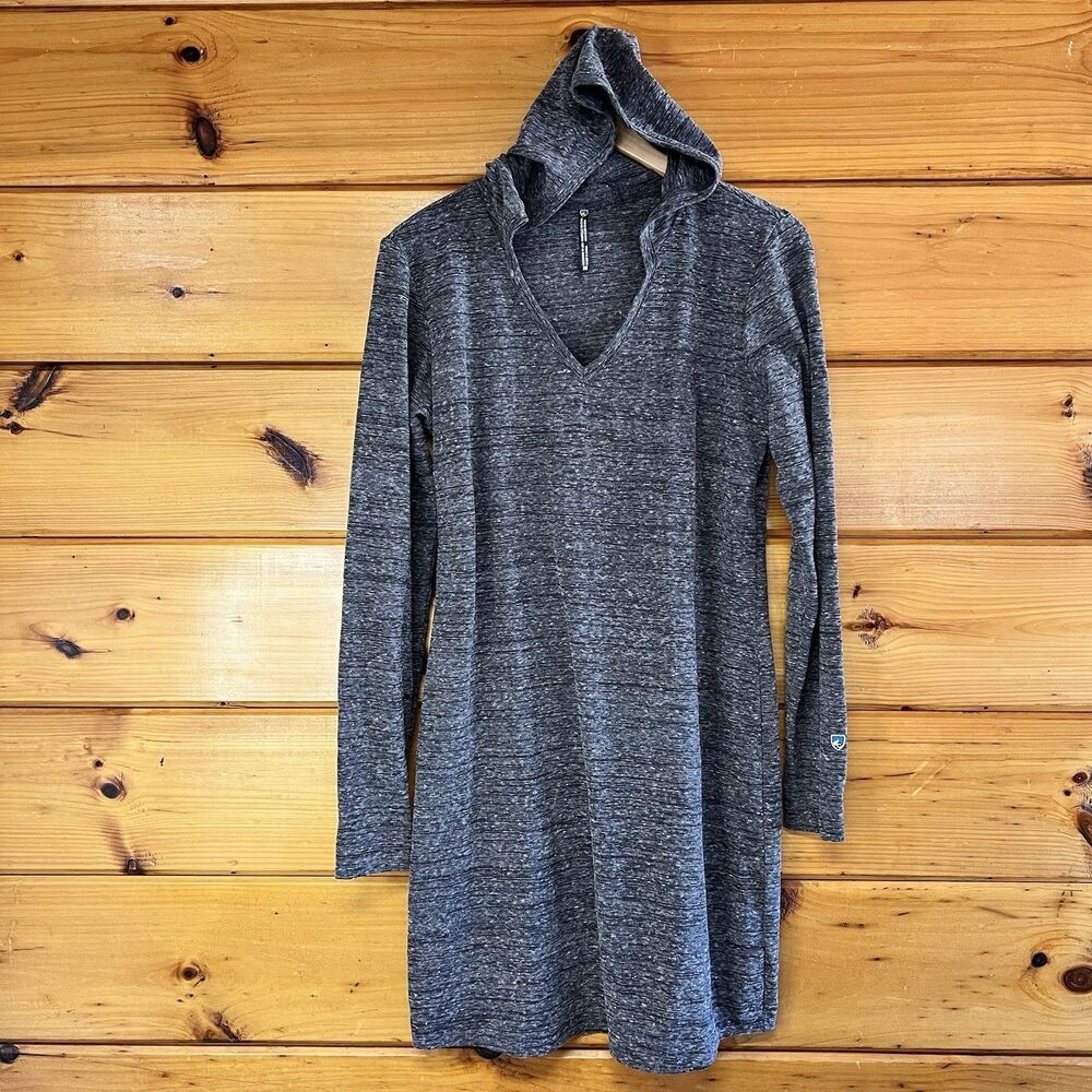 Kuhl Women's Size Medium Amaranta Hooded Long Sleeve Heather Gray Athletic Dress